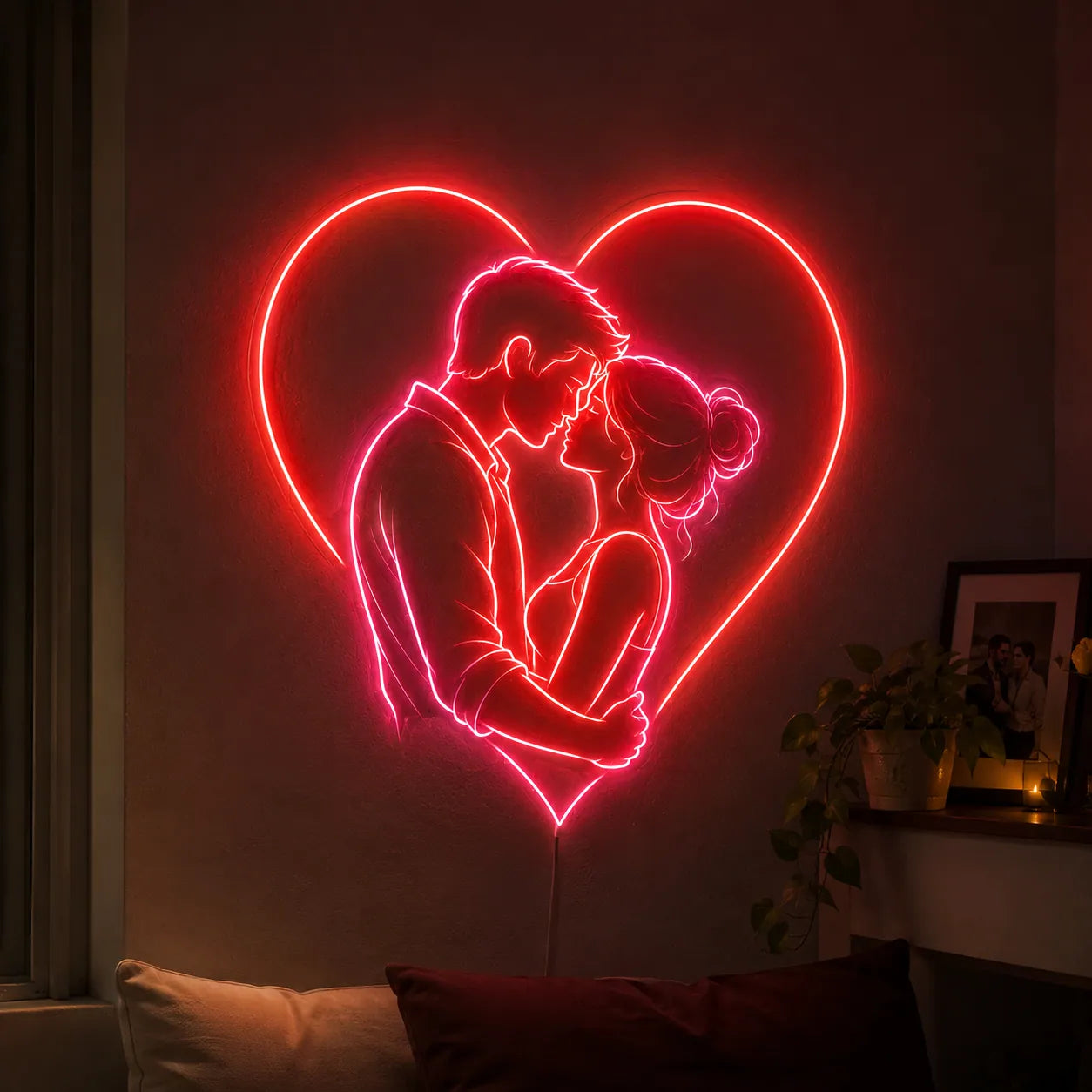 Couple Love Heart LED Neon Board