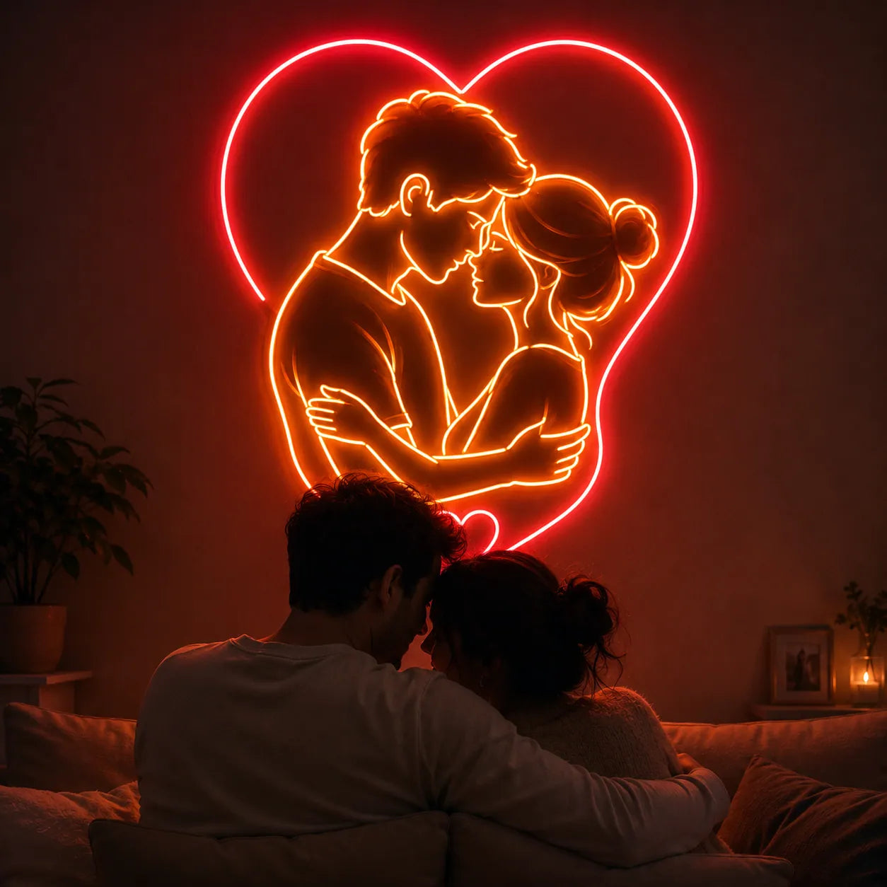 LED Heart Neon Lights Couple Love Art