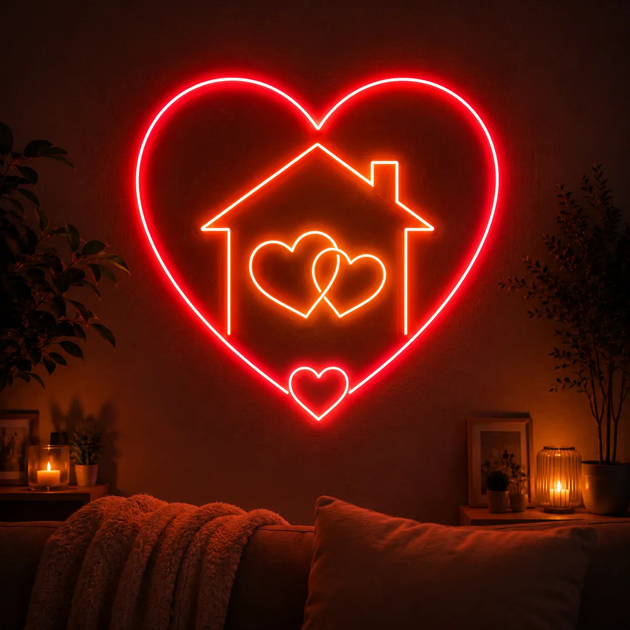 Love Couple House Neon Light Design