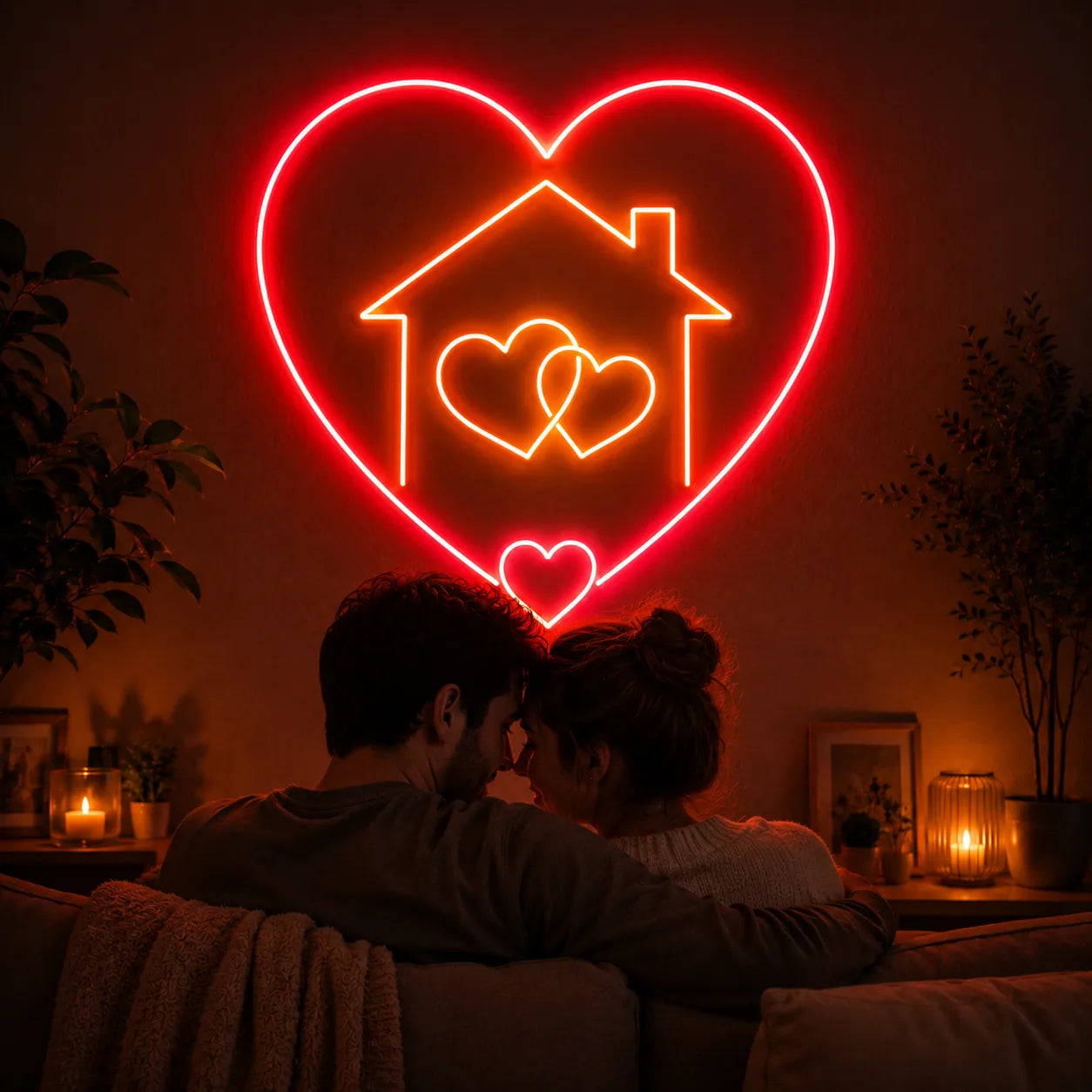 Love Couple House Neon Light Design