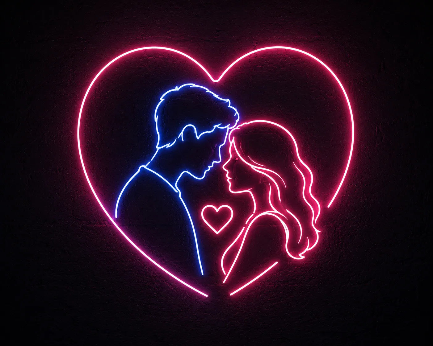 Neon Heart Lights for Couple Room Glow