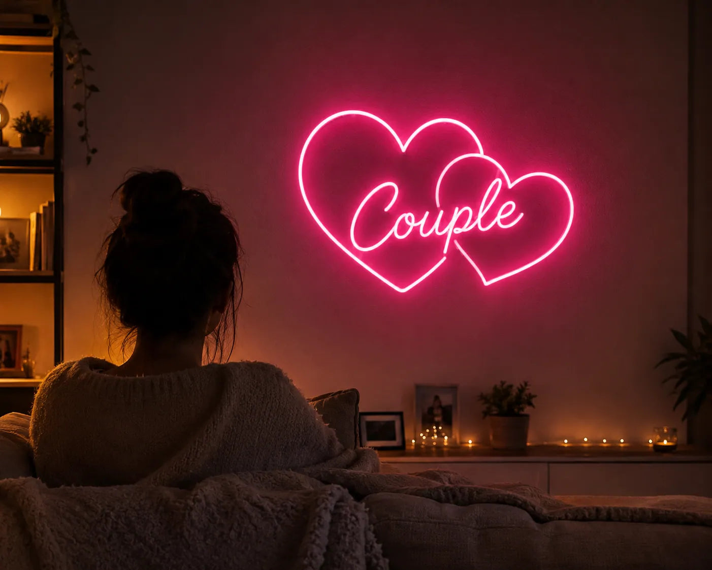 Glowing Heart Neon Lights Couple Home Decor