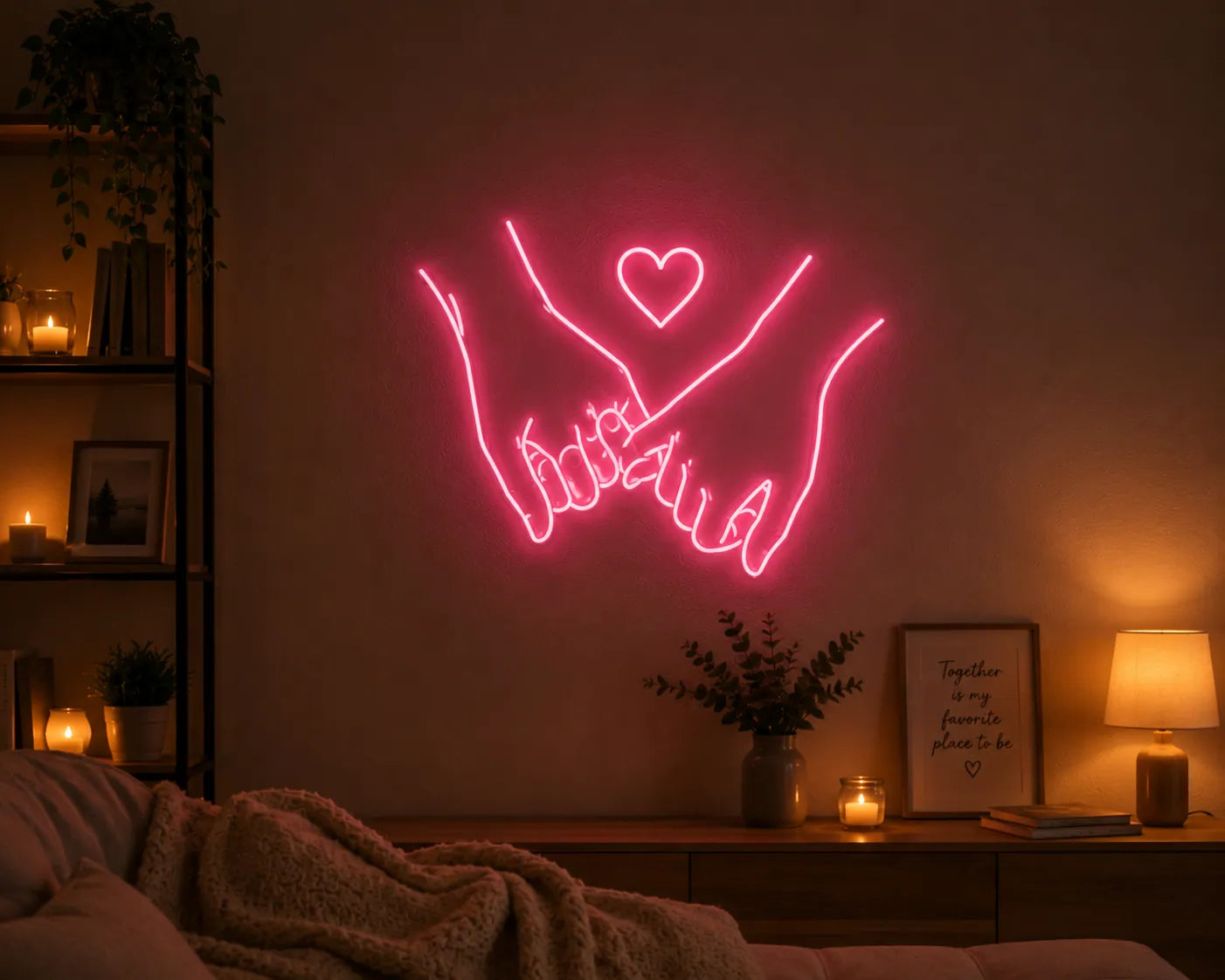 Aesthetic Pinky Promise Neon Couple Glow