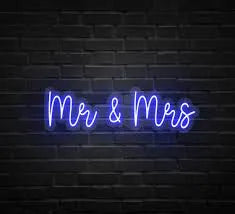 Mr & Mrs Just Us Couple Neon Board