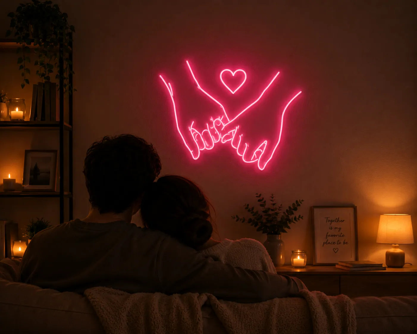 Aesthetic Pinky Promise Neon Couple Glow