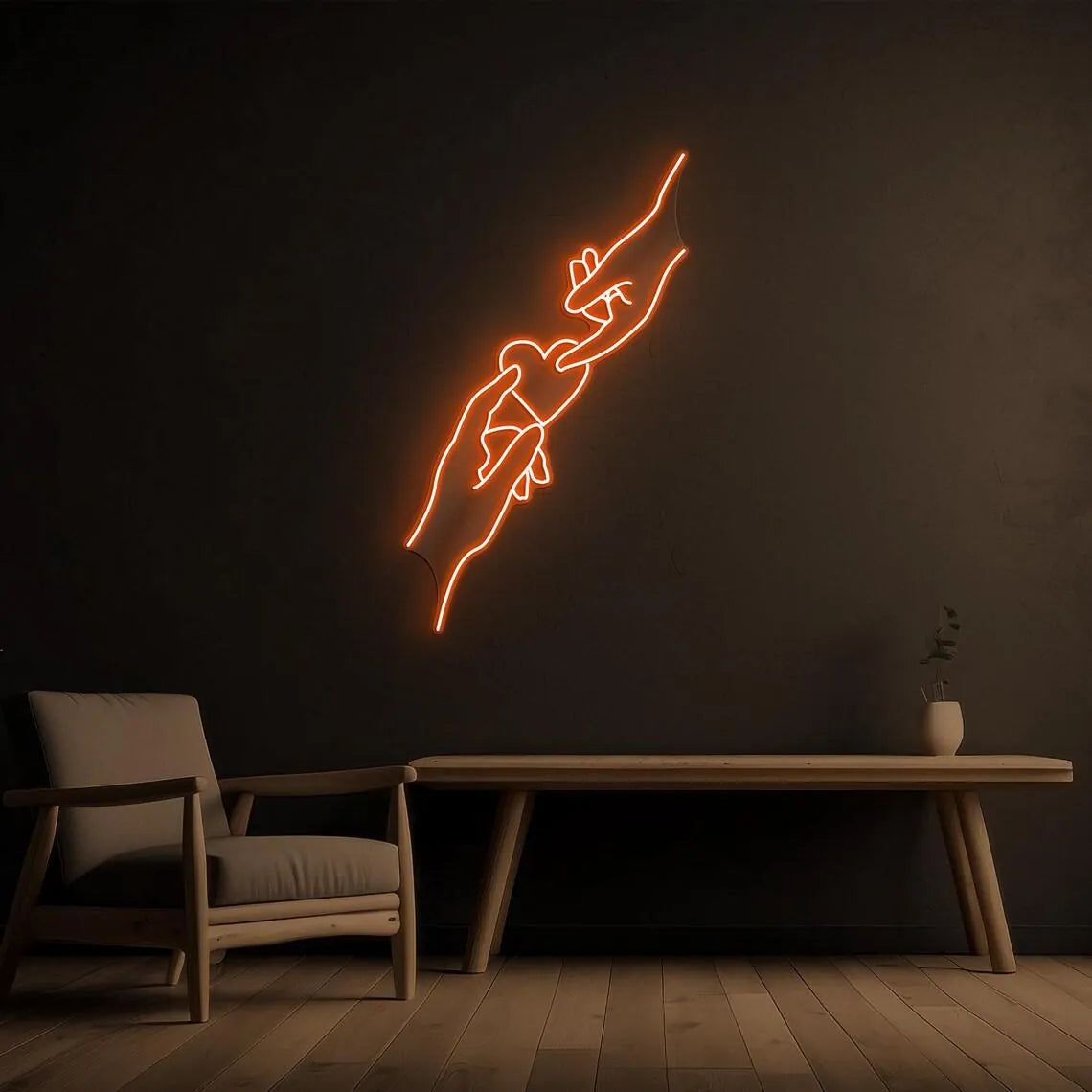 Couple Touch Hands Neon Light Wall Art