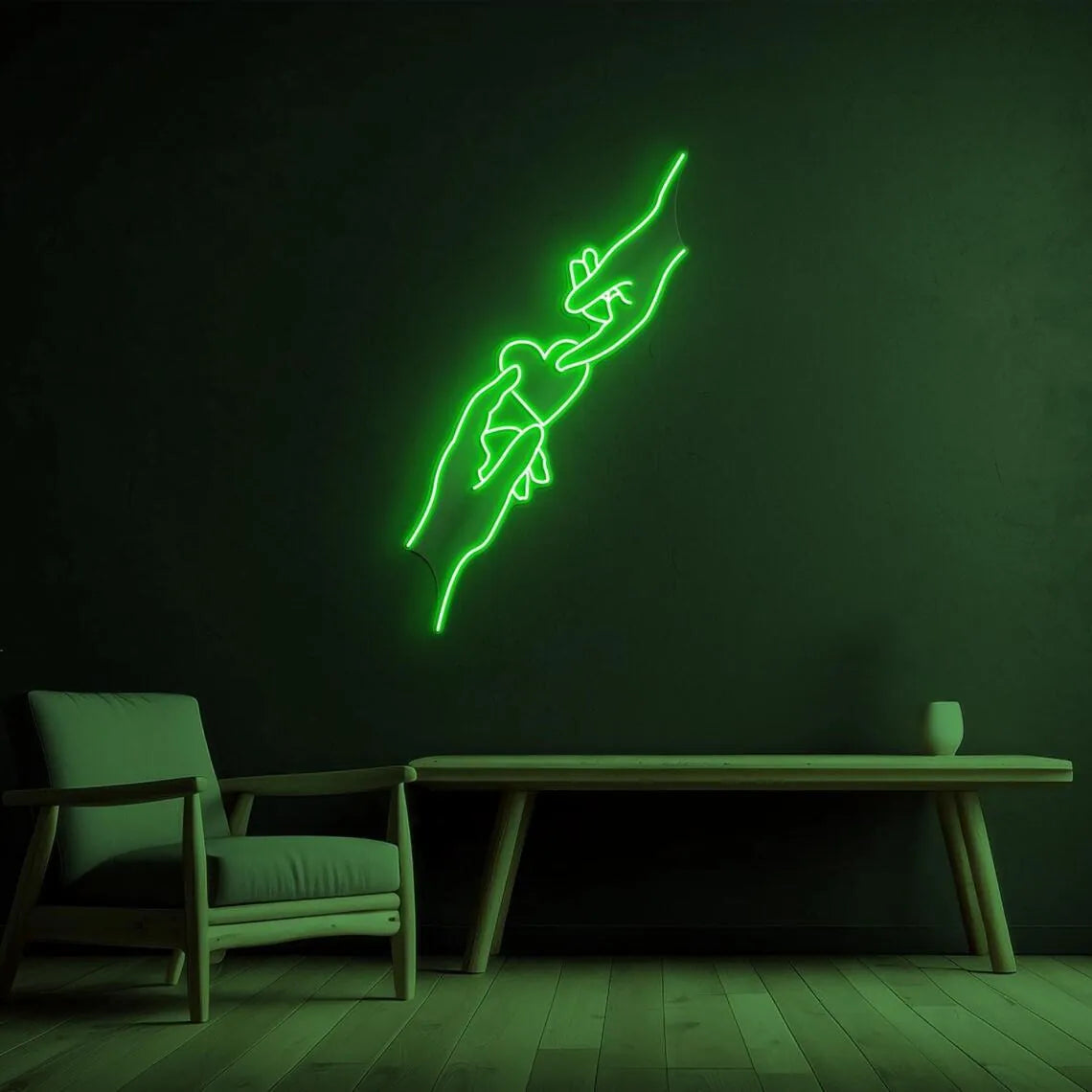 Couple Touch Hands Neon Light Wall Art