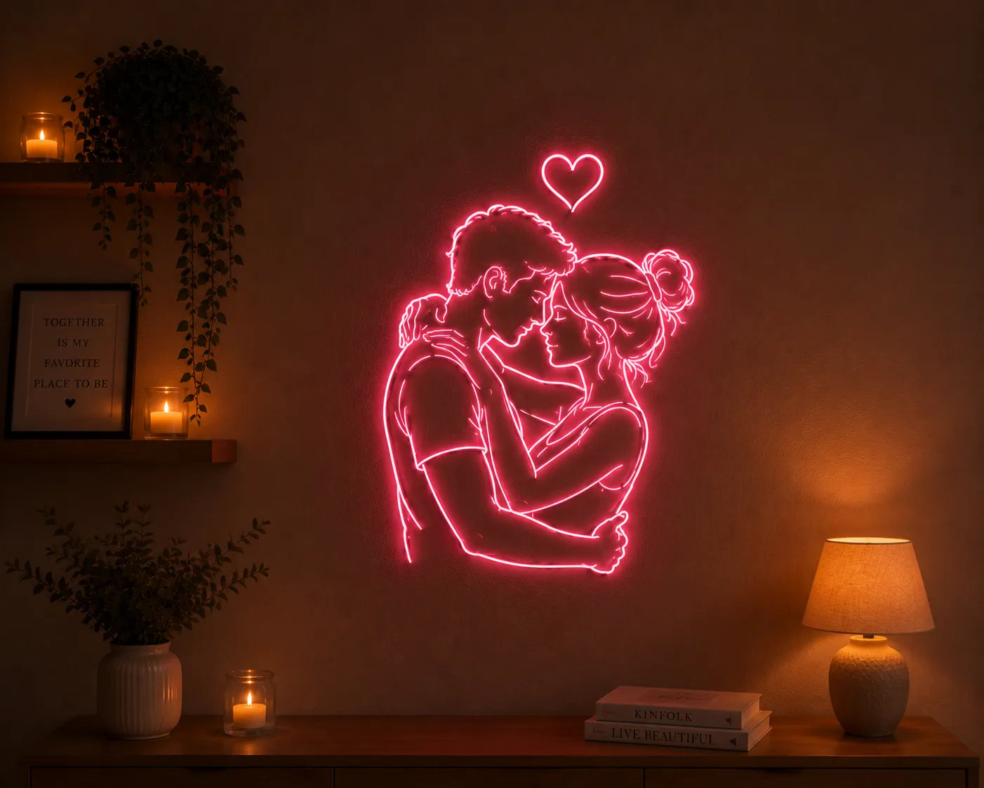 Couple Neon Design Decor Wall Light