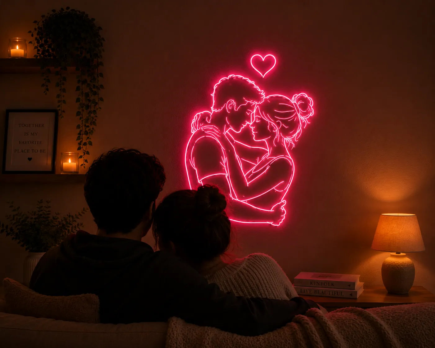 Couple Neon Design Decor Wall Light