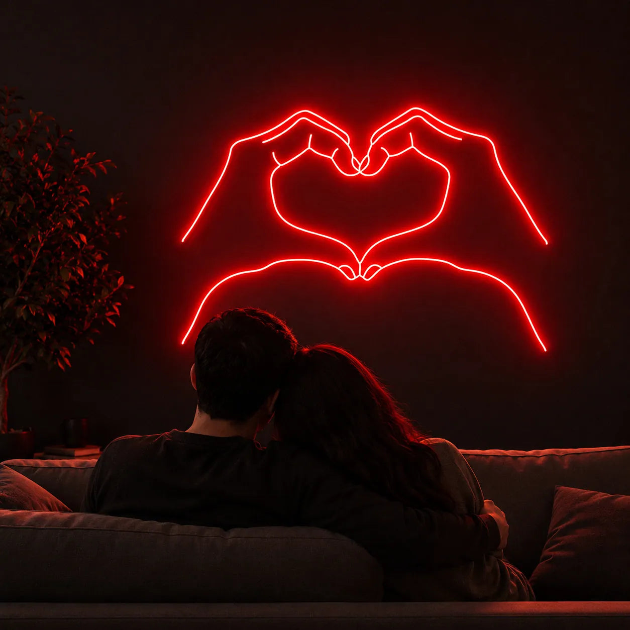 Love Heart Couple Neon Light Decor