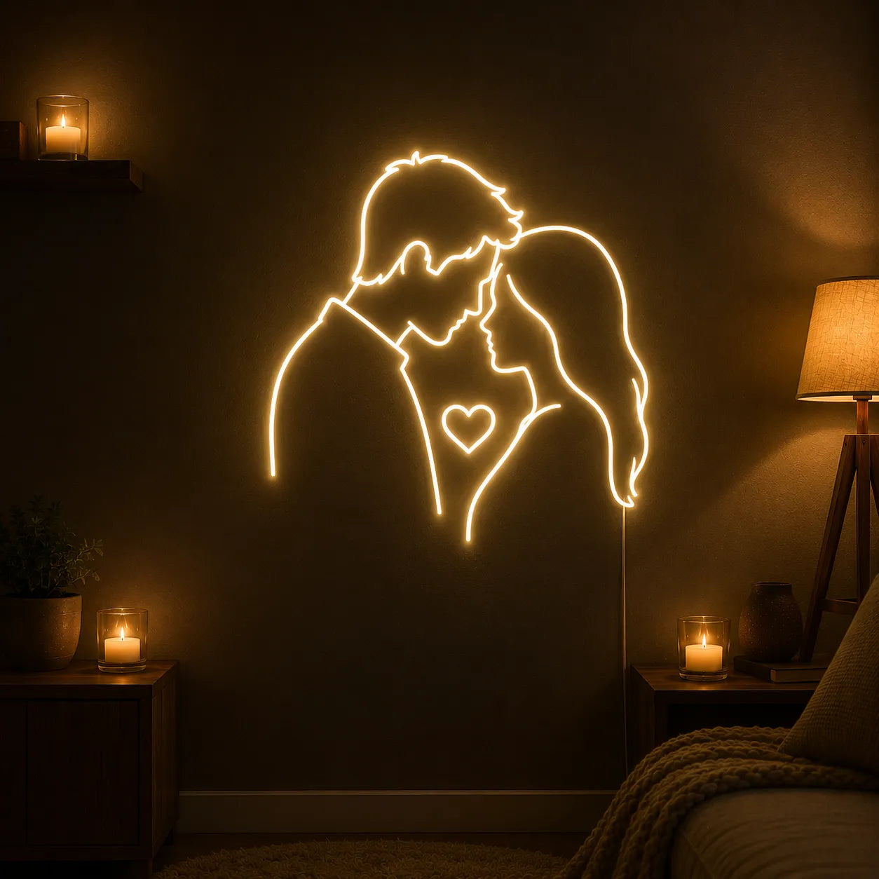 Warm White Couple Neon Sign for Bedroom