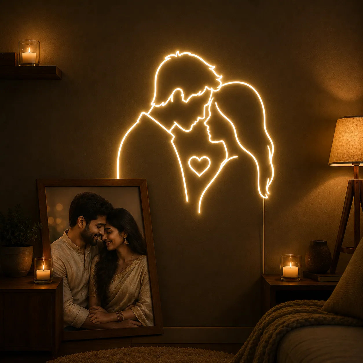Warm White Couple Neon Sign for Bedroom