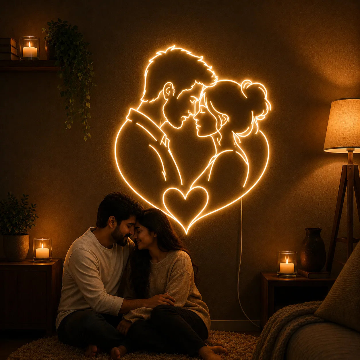Love Couple Heart Neon Sign for Room Decor