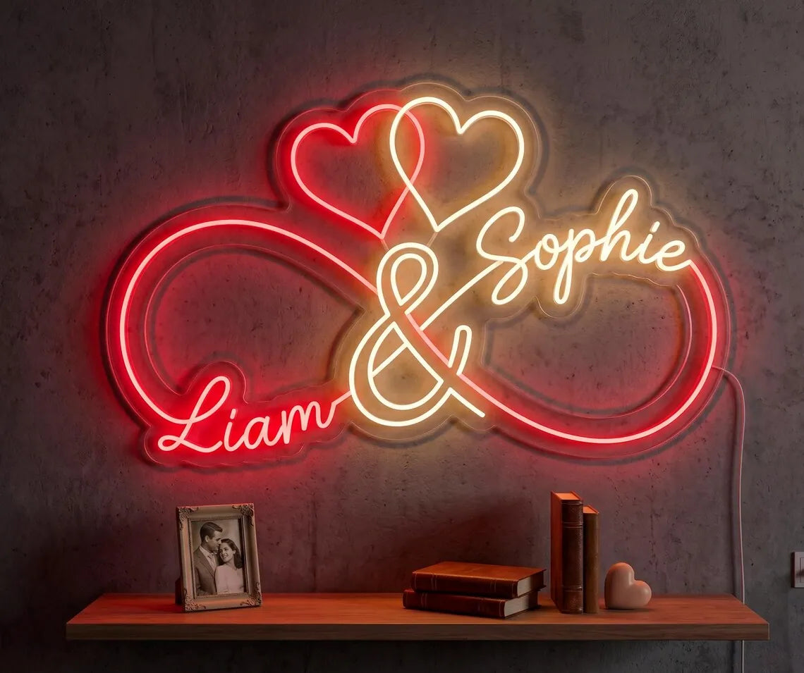 Infinity Couple Name Neon Wall Art