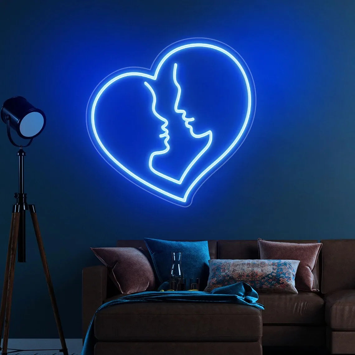 Elegant Heart Shape Couple Neon Artwork