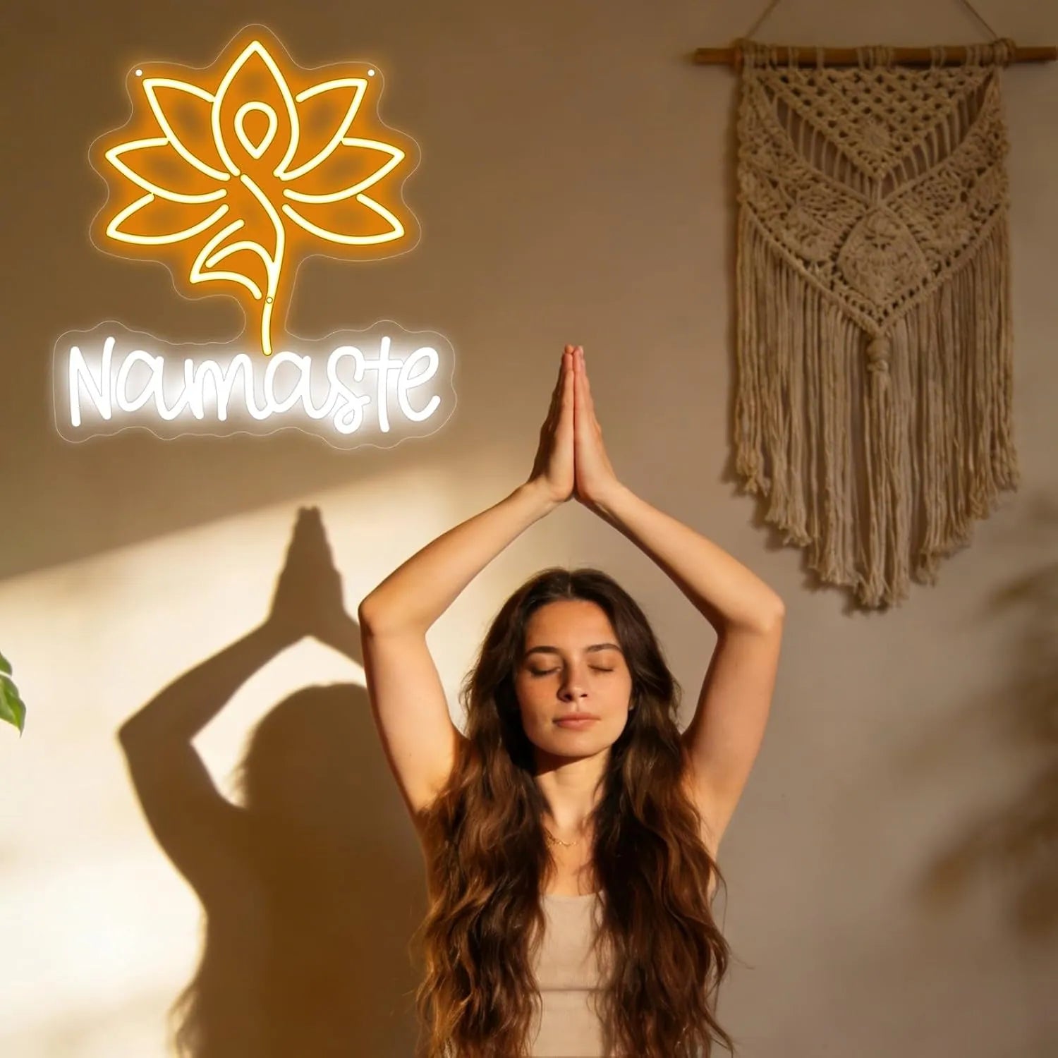 Namaste with Lotus Flower Neon Sign