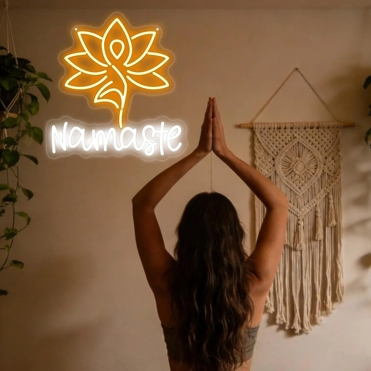 Namaste with Lotus Flower Neon Sign