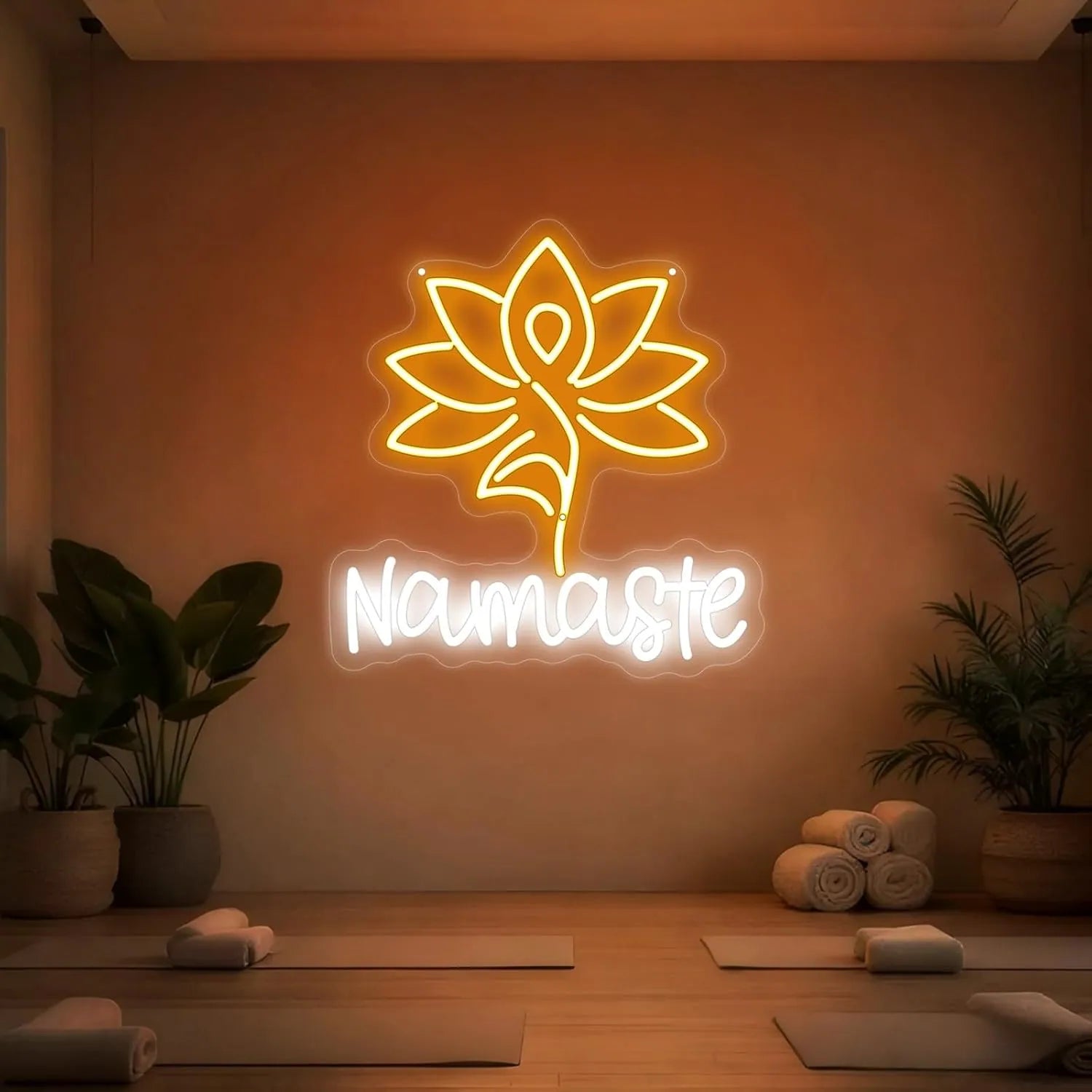Namaste with Lotus Flower Neon Sign