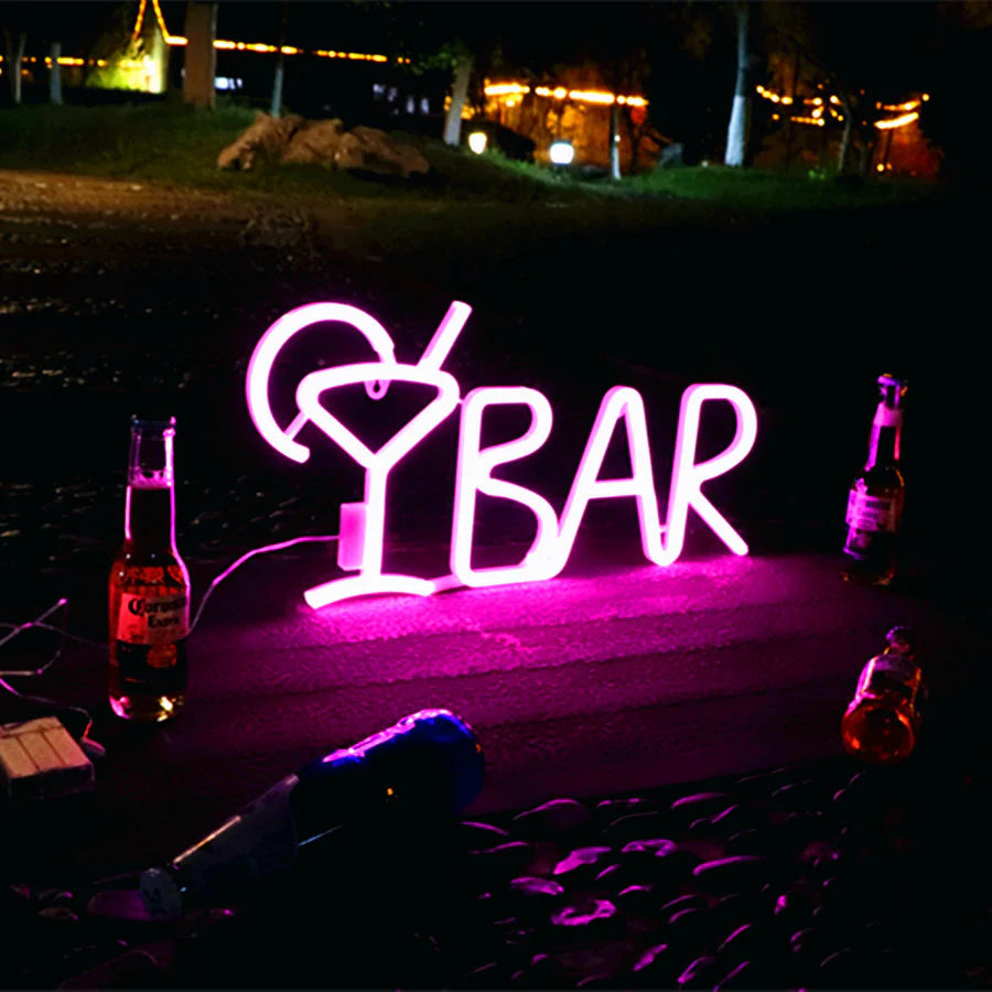 Neon Bar Sign With Cocktail Glass Neon Sign