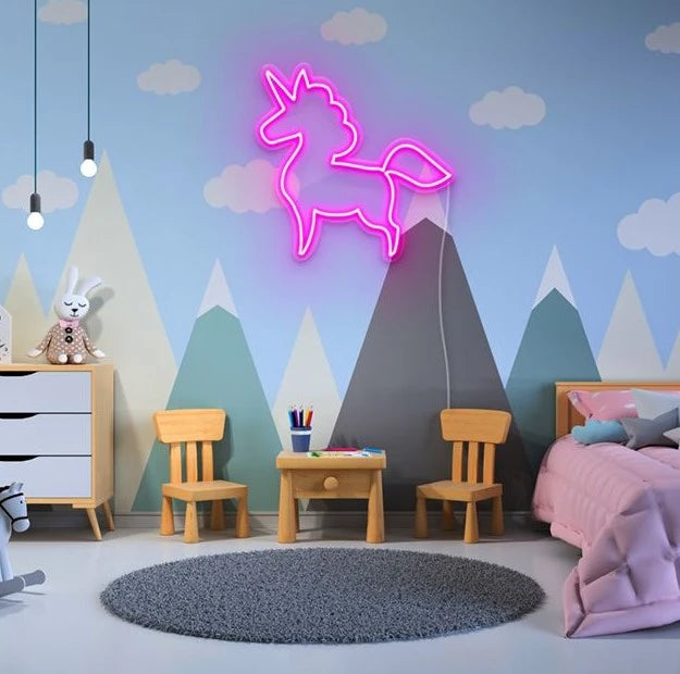 Neon Unicorn Line Art Decor