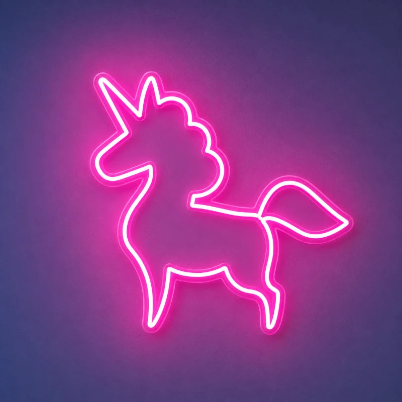 Neon Unicorn Line Art Decor