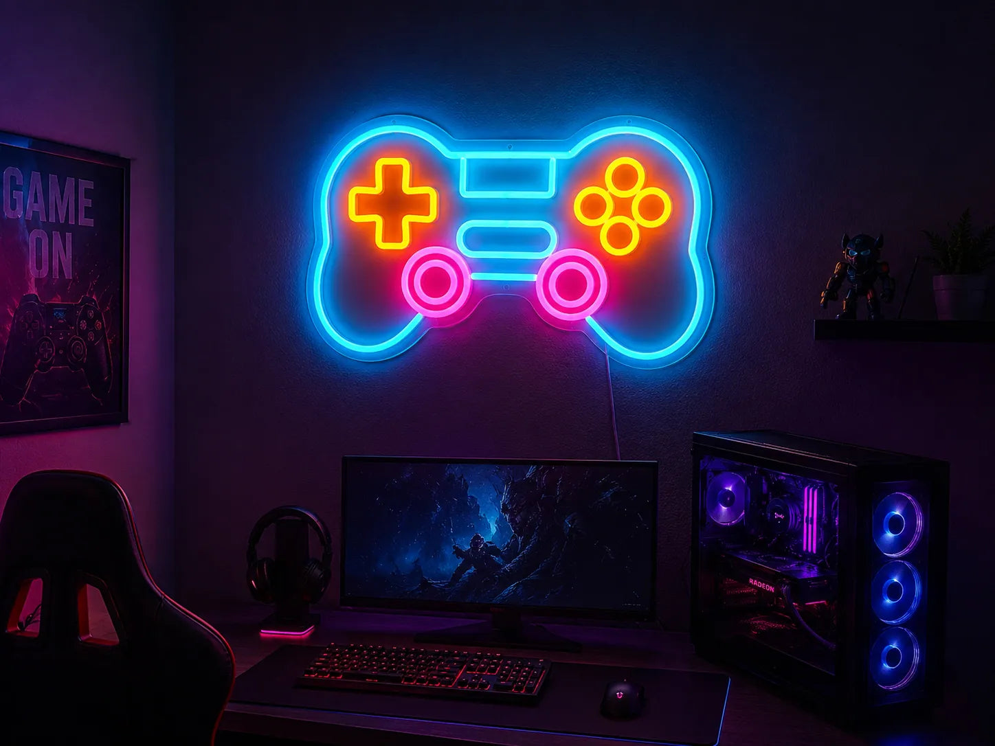 PS Game Controller Neon Sign