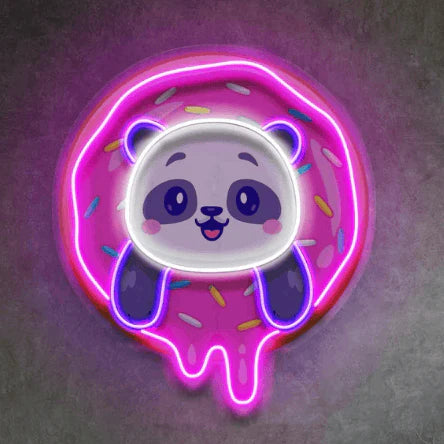 Panda Donut UV Print Neon Sign