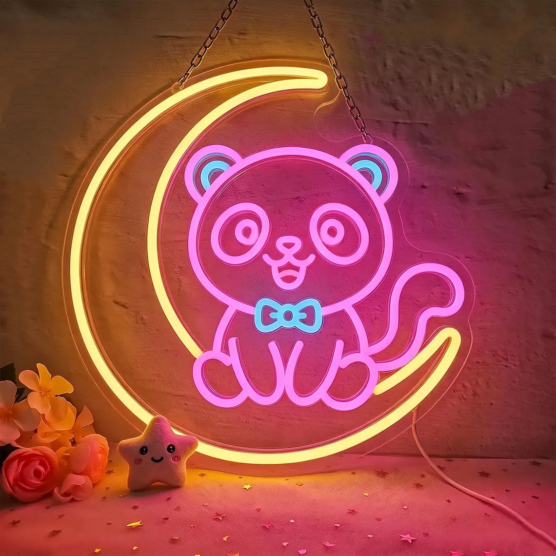 Panda Moon Neon Sign