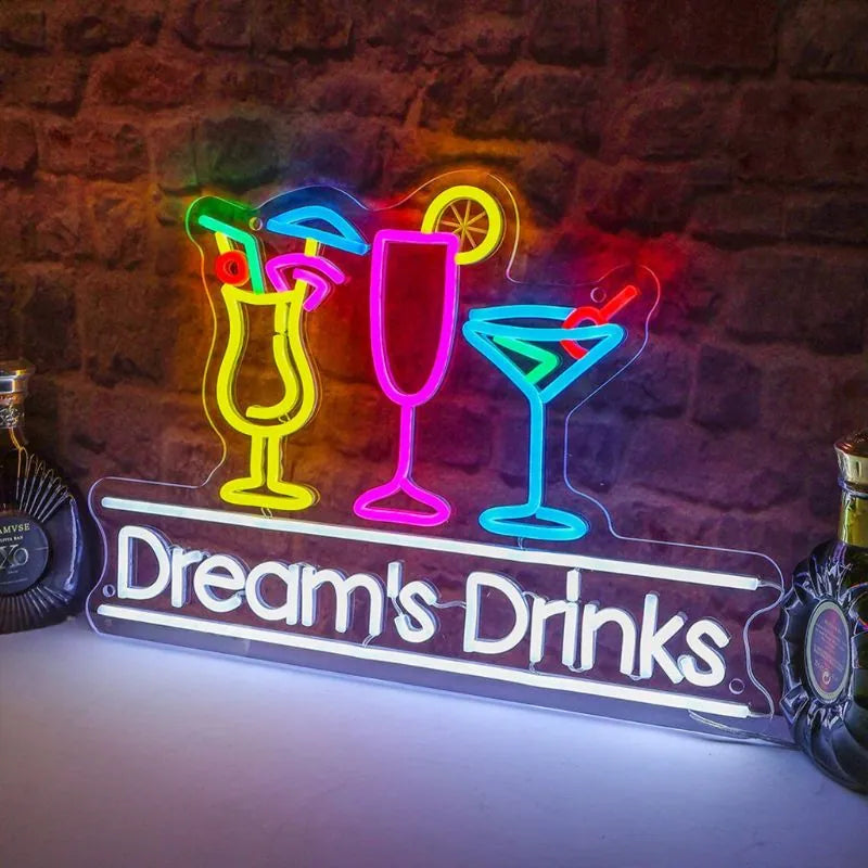 Personalized Dream'S Drinks Bar LED Neon Sign