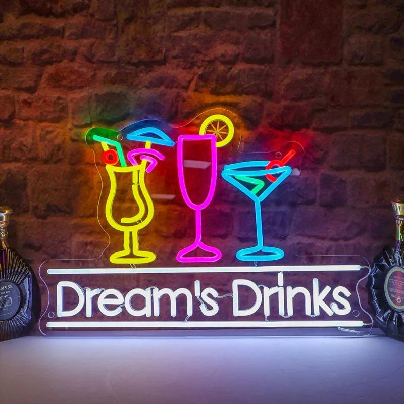Personalized Dream'S Drinks Bar LED Neon Sign