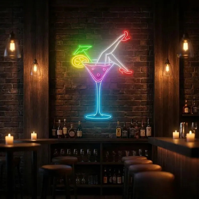 Personalized Let's Drink Martini Legs Neon Sign