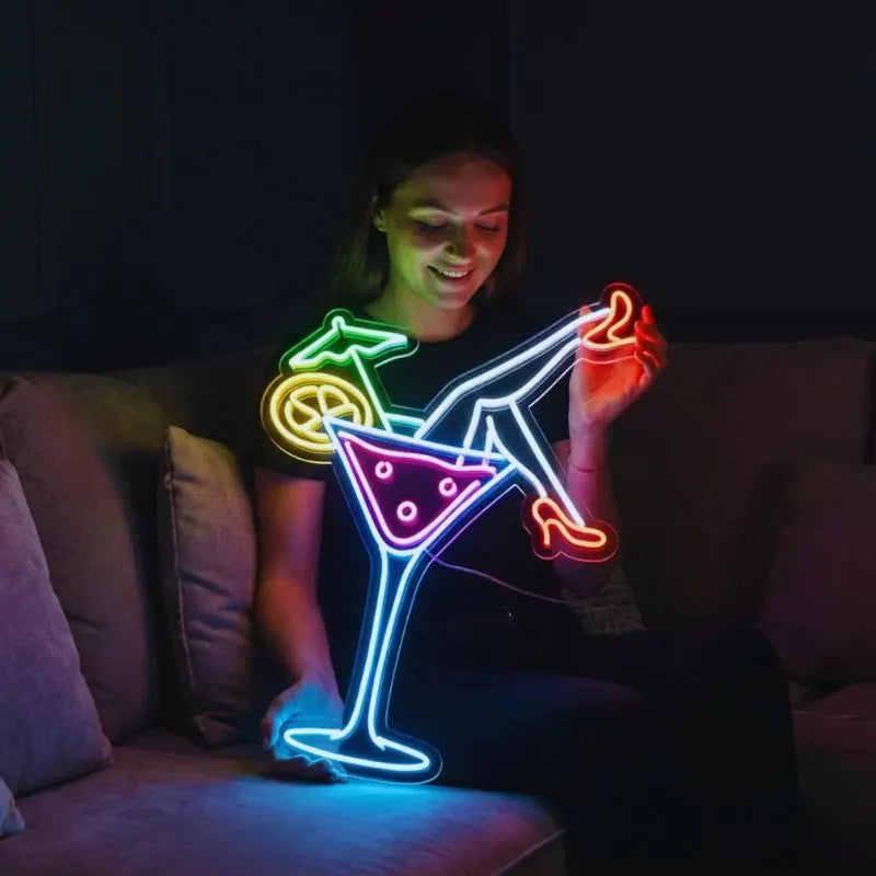 Personalized Let's Drink Martini Legs Neon Sign