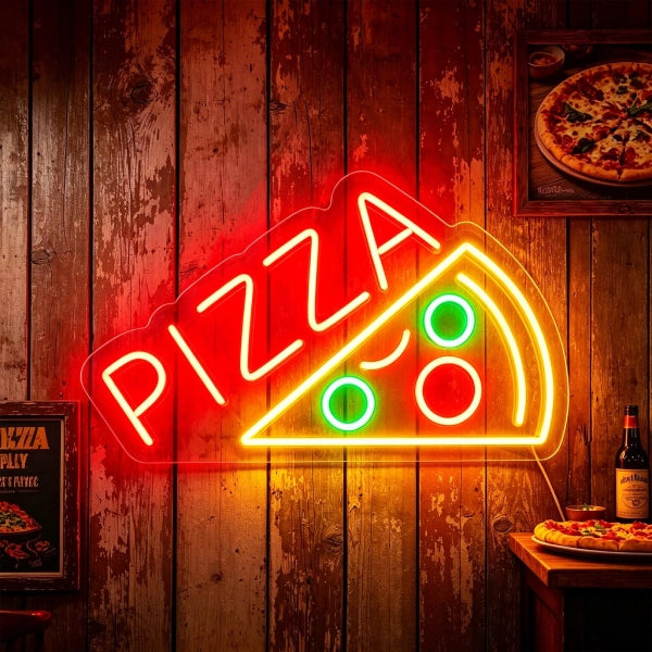 Pizza Slice Neon Sign LED Wall Light For Kitchen