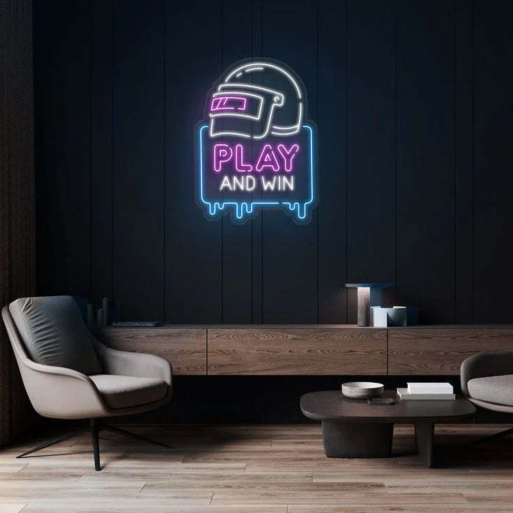Play Win Neon Sign Custom Made