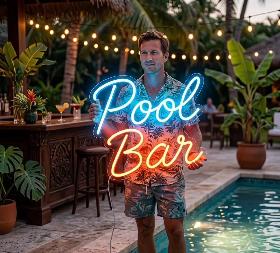 Pool Neon Sign Outdoor Patio Decor