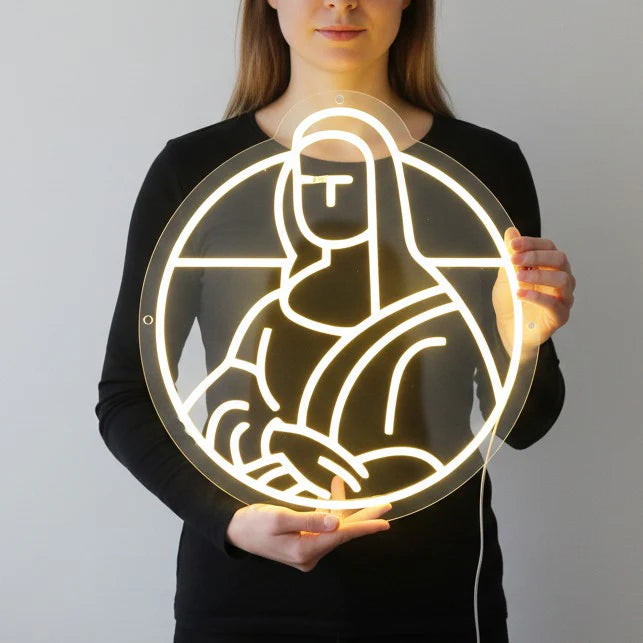 Portrait of Mona Lisa Neon Sign