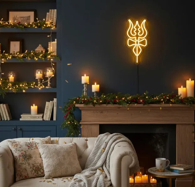 Divine Trishul LED Neon Decor for Prayer Room