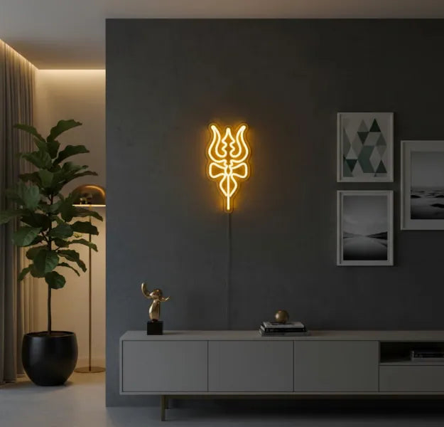 Divine Trishul LED Neon Decor for Prayer Room