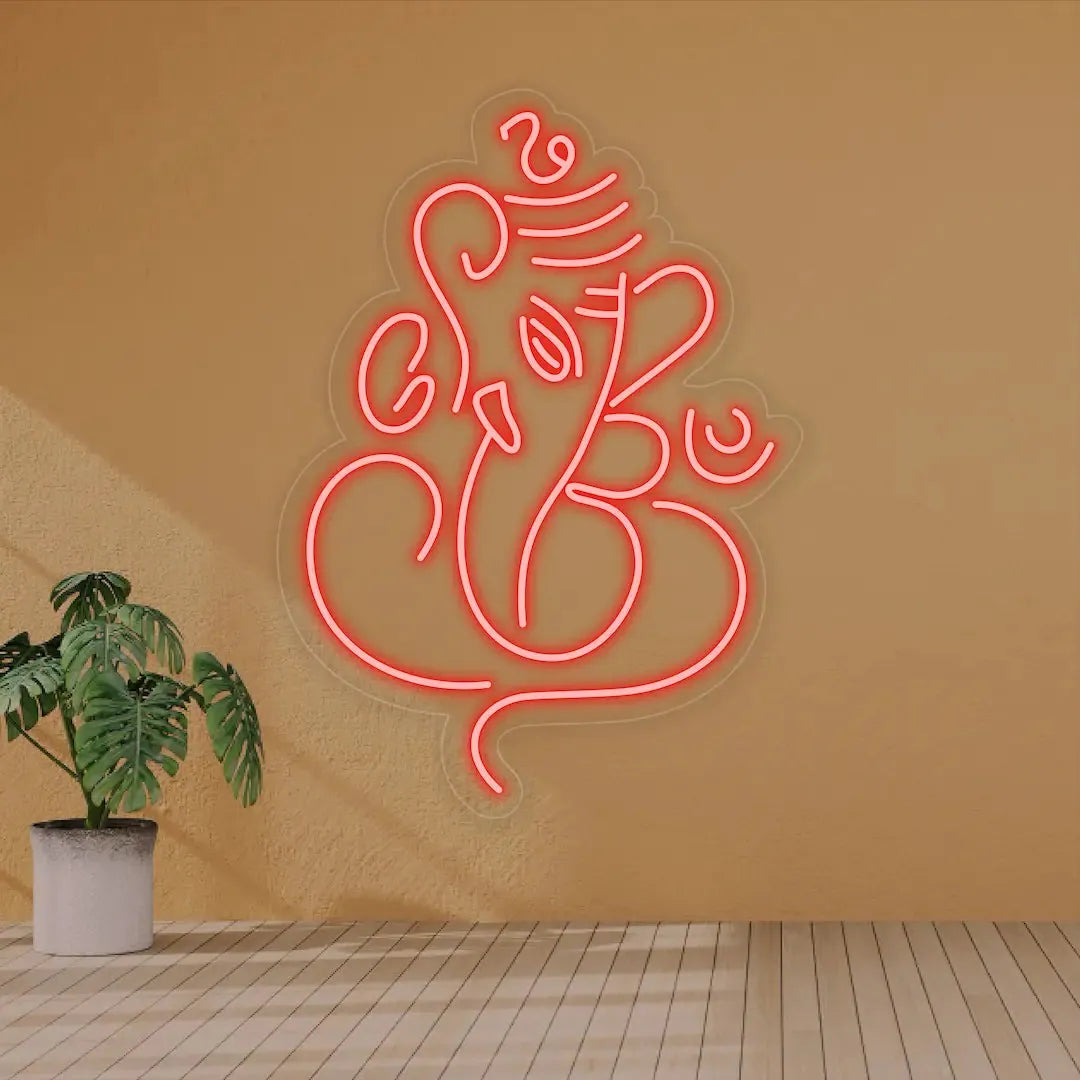 Ganpati Bappa Neon Wall Decor for Mandir