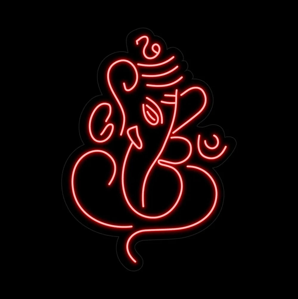 Ganpati Bappa Neon Wall Decor for Mandir