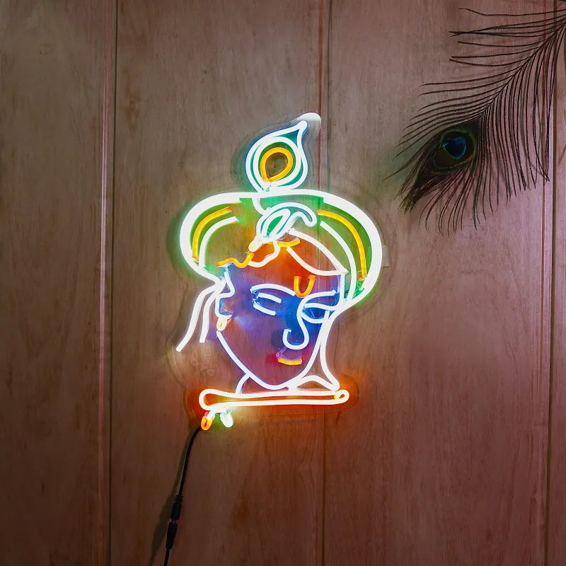 Lord Krishna LED Neon Sign for Home Temple
