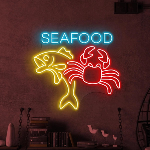 Seafood Crab LED Neon Sign Fish Shop Restaurant
