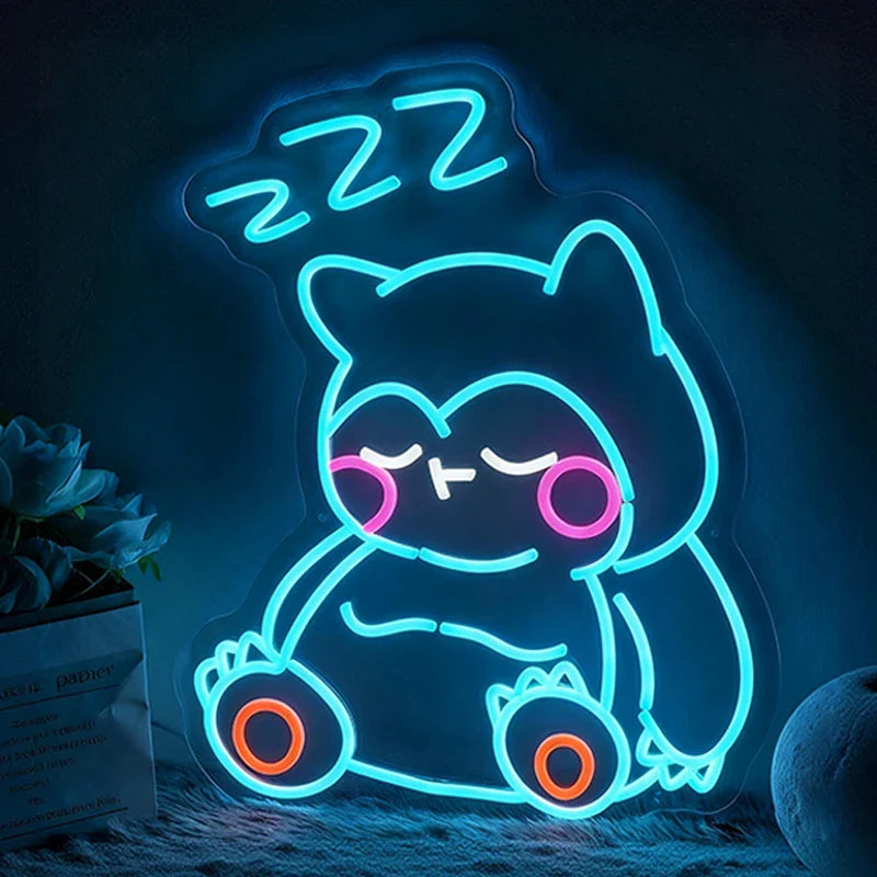Sleeping Snorlax Pokemon Neon Sign