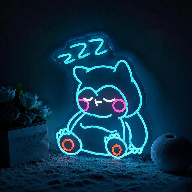 Sleeping Snorlax Pokemon Neon Sign