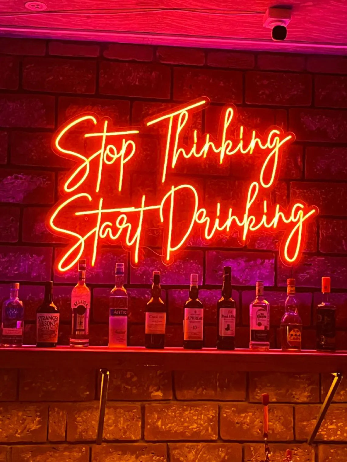Stop Thinking Start Drinking Neon LED Sign Neon Sign