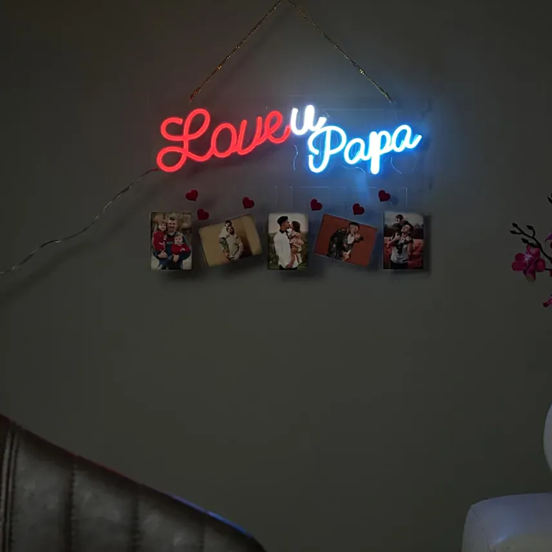 Love u Papa Neon Sign