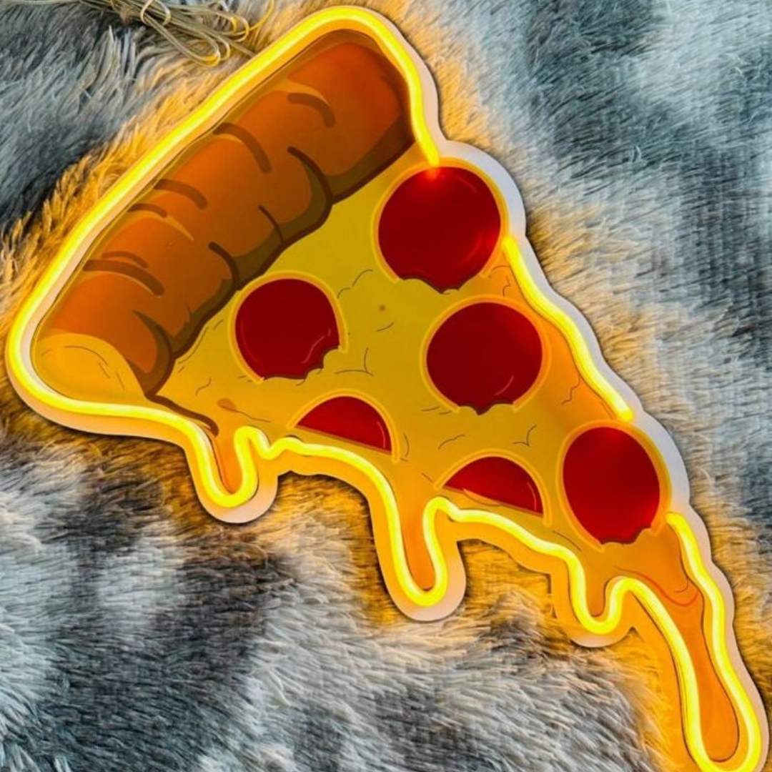 Digital Print Neon Pizza Slice