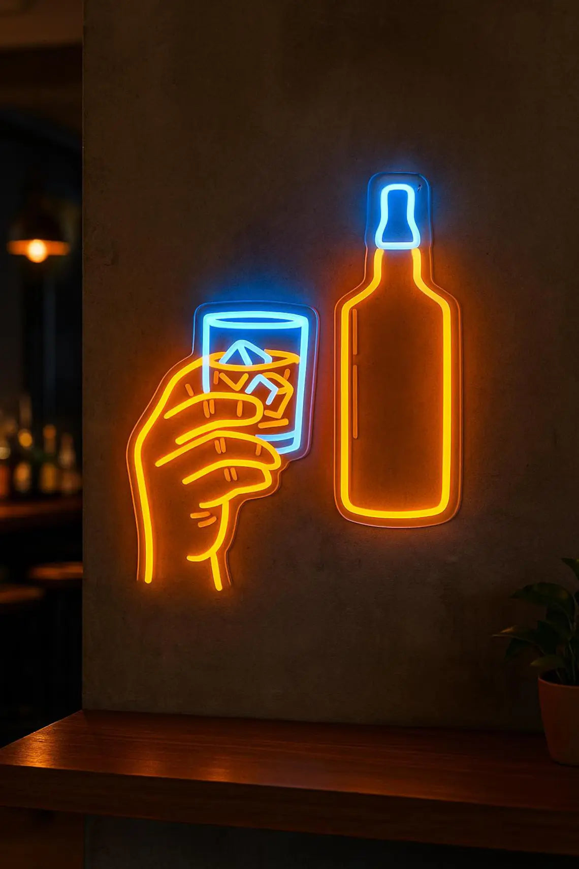 Whiskey Bottle Glass Neon Sign