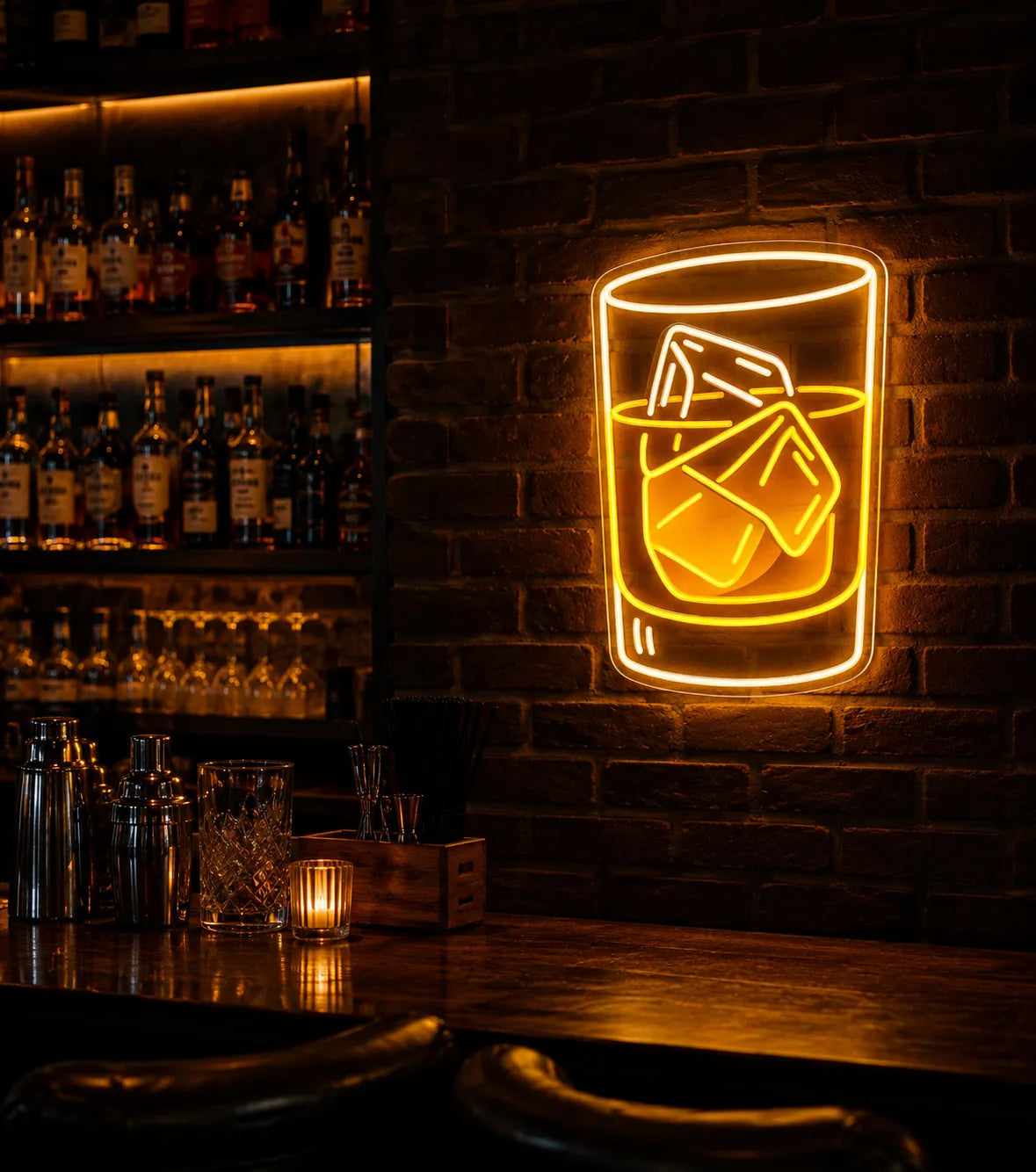 Whiskey On The Rocks Neon Sign
