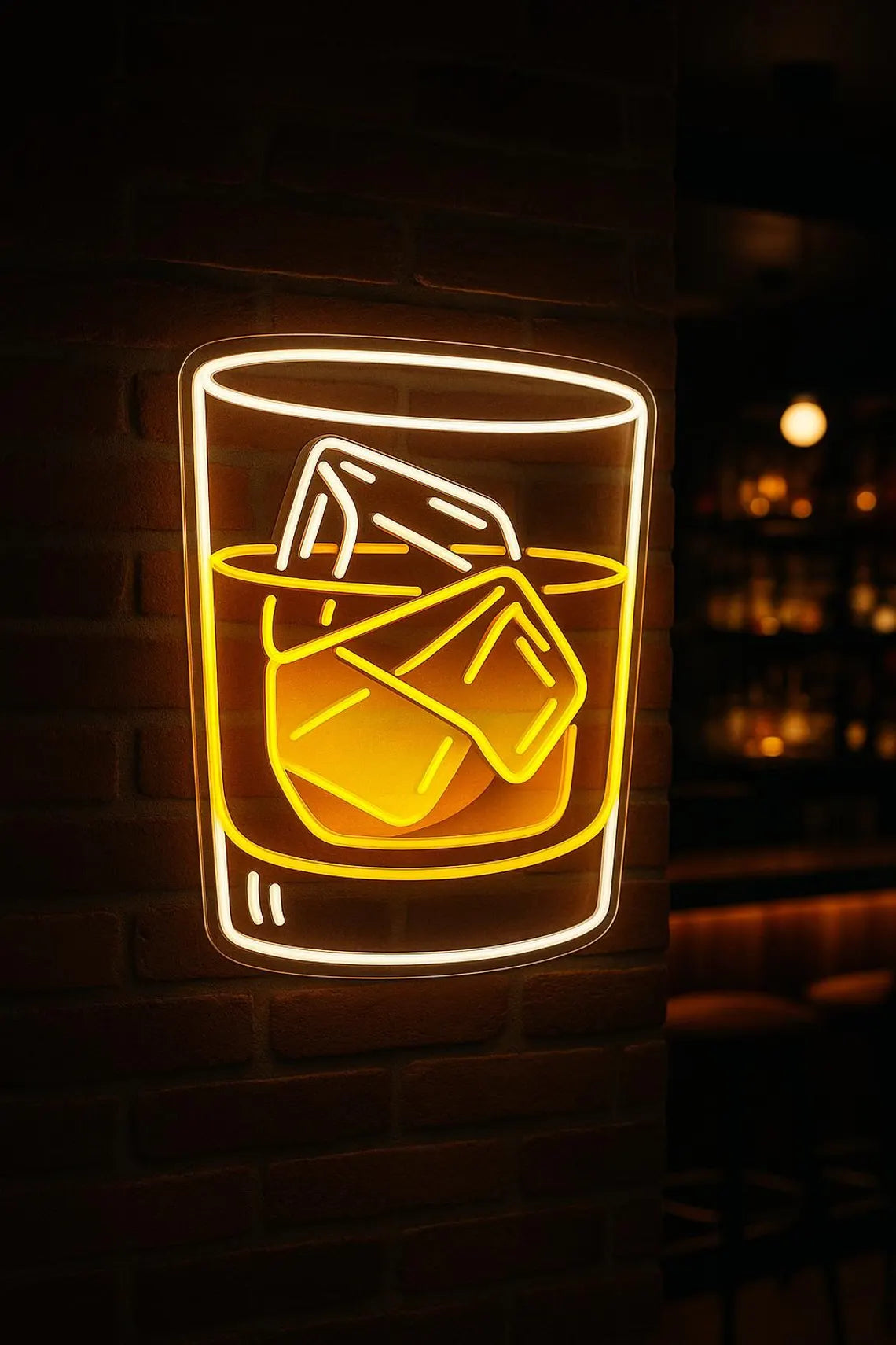 Whiskey On The Rocks Neon Sign